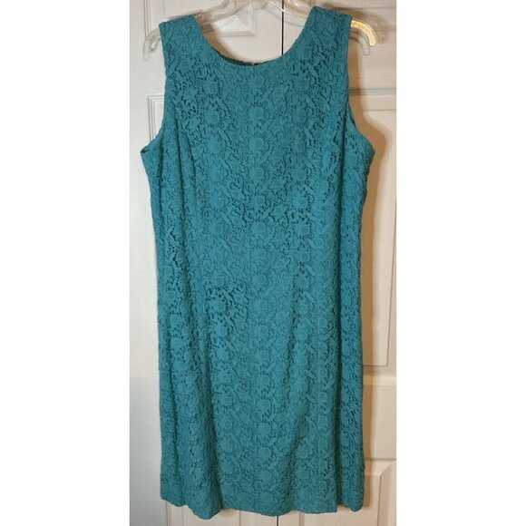 Talbots Dresses & Skirts - Talbots Turquoise‎ Aqua Lace Crochet Overlay Sheath Dress Size 16